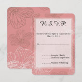Geselecteerde roze bloemenbruiloft RSVP Kaartje (Voorkant / Achterkant)