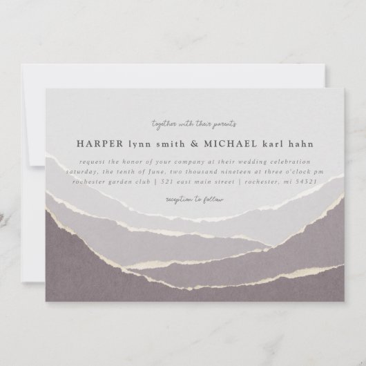 gesellde papieren bergen huwelijksuitnodiging kaart (Voorkant)