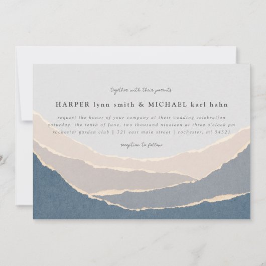 gesellde papieren bergen huwelijksuitnodiging kaart (Voorkant)