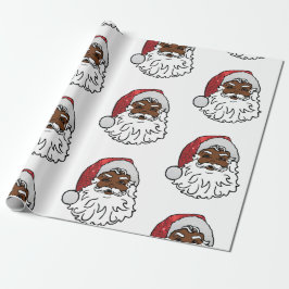 gesequeneerde zwarte santa claus cadeaupapier