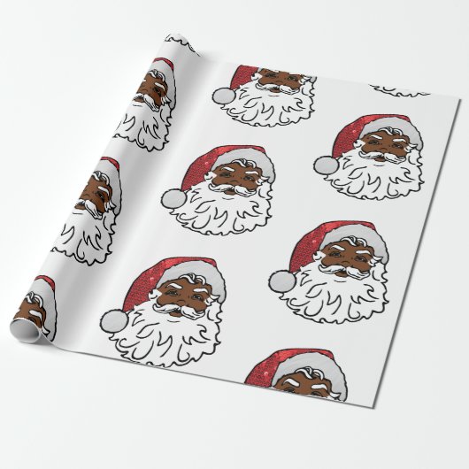 gesequeneerde zwarte santa claus cadeaupapier (Uitgerold)