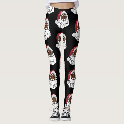gesequeneerde zwarte santa claus leggings (Voorkant)