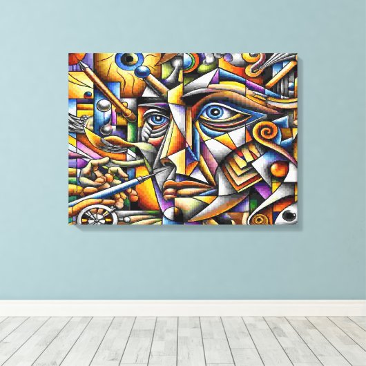 Gesicht Canvas Afdruk (Insitu (Houten vloer))