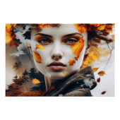 Gesicht des Herbstes – Surreale Schönheit in Orang Perfect Poster (Voorkant)