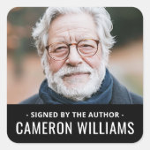 Gesigneerd door de auteur foto naam zwarte rand vierkante sticker (Voorkant)
