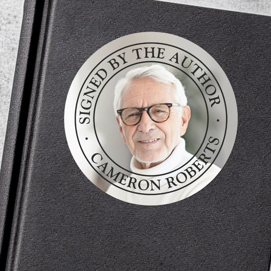 Gesigneerd door de auteur volledige foto elegant ronde sticker