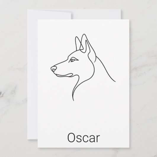 Gesigneerde Duitse Herdershond Eénlijn Kunst Perso Kaart (Voorkant)