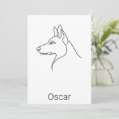 Gesigneerde Duitse Herdershond Eénlijn Kunst Perso Kaart (Staand voorkant)