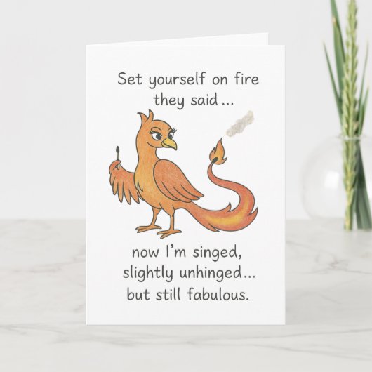 Gesigneerde en licht losgeslagen feniks kaart (Voorkant)