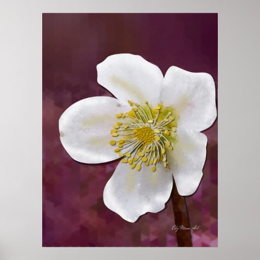 Gesigneerde High-Poly Winterroos Kunstprint Poster (Voorkant)