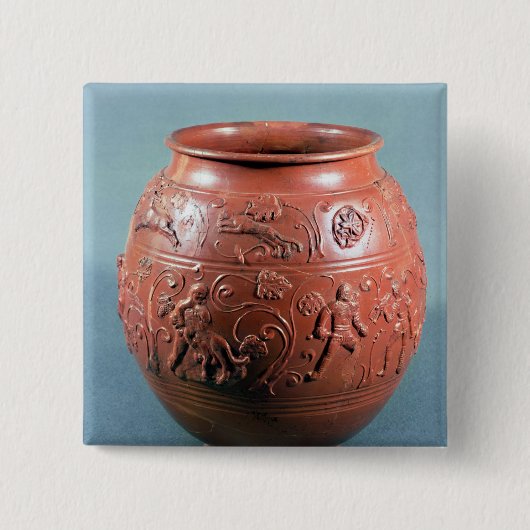 Gesigneerde pot uit Lezoux, Puy-de-Dome Vierkante Button 5,1 Cm (Voorkant)