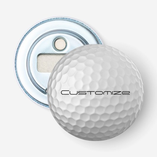 Gesigneerde Serie Gepersonaliseerde Golfbal Cadeau Button Flesopener (Voorkant)