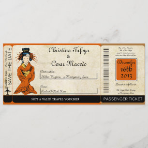 Gesiha Boarding Pass Wedding Invitation Kaart