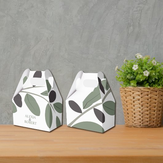 Gesilized Olijftak Mediterraans charme bruiloft Bedankdoosjes