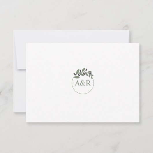 Gesilized Olijftak Mediterraans charme bruiloft RSVP Kaartje (Achterkant)