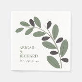 Gesilized Olijftak Mediterraans charme bruiloft Servet (Voorkant)