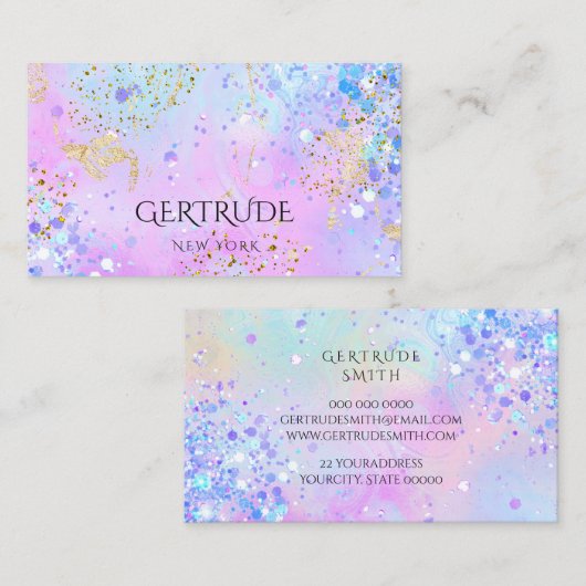gesimuleerd chunky glitter paars design visitekaartje (Voorkant / Achterkant)