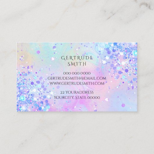 gesimuleerd chunky glitter paars design visitekaartje (Achterkant)