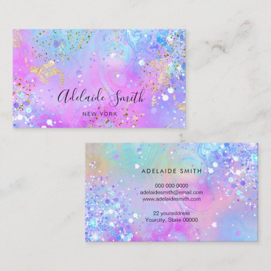 gesimuleerd chunky glitter paars design visitekaartje (Voorkant / Achterkant)