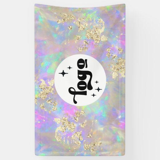gesimuleerd glitter op faux iridescent opal spandoek (Verticaal)