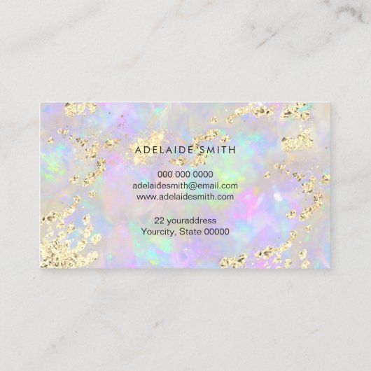 gesimuleerd glitter op faux iridescent optische te visitekaartje (Achterkant)