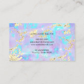 gesimuleerd glitter op faux iridescent paars opal visitekaartje (Achterkant)
