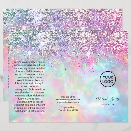 gesimuleerd glittereffect paarse opal brochure (Voorkant / Achterkant)