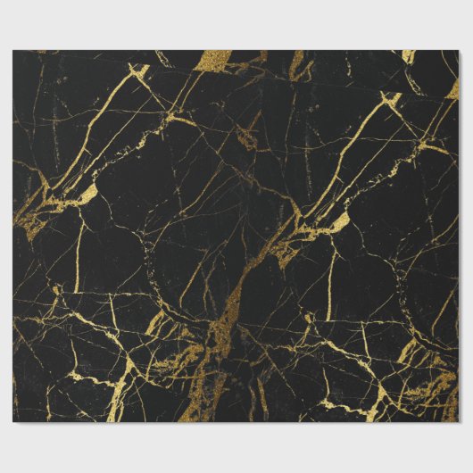 gesimuleerd goud glitter zwart marmer wrappapier cadeaupapier (Vlak)