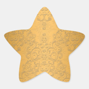 Gesimuleerd goud met geprägde sierlijke ontwerp ster sticker
