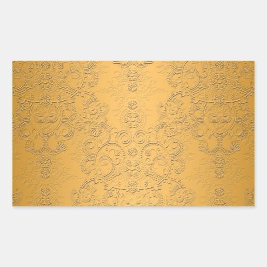 Gesimuleerd Goud met In reliëf gemaakt  Ontwerp Rechthoekige Sticker (Voorkant)