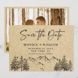 Gesimuleerd Kraftpapier Handgetekende Berg Bruilof Save The Date