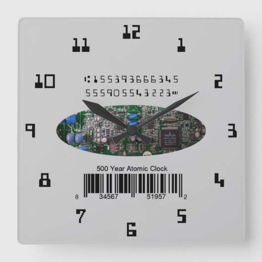 Gesimuleerde 500 jaar atoompcb's vierkante klok (Voorkant)