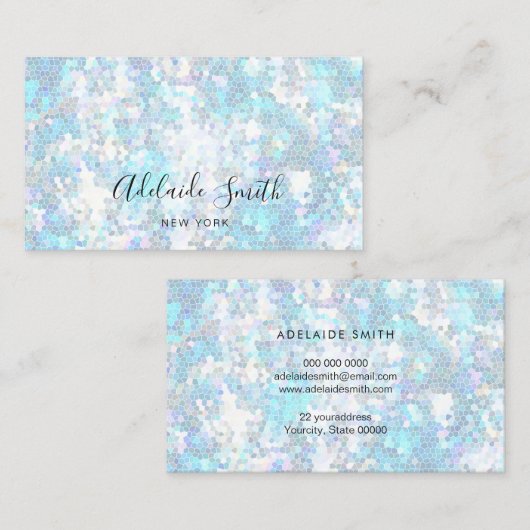 gesimuleerde blauwe glittermozaïek visitekaartje (Voorkant / Achterkant)