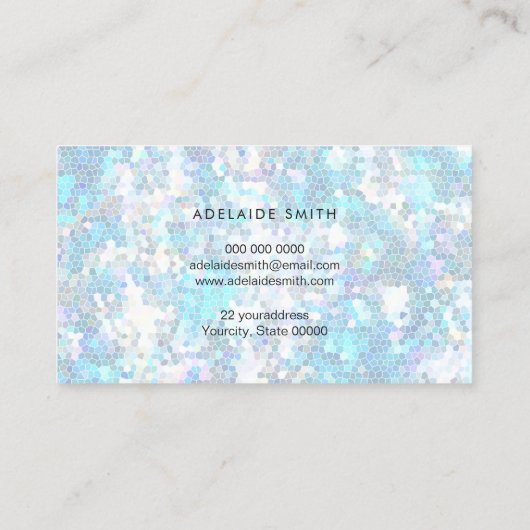 gesimuleerde blauwe glittermozaïek visitekaartje (Achterkant)