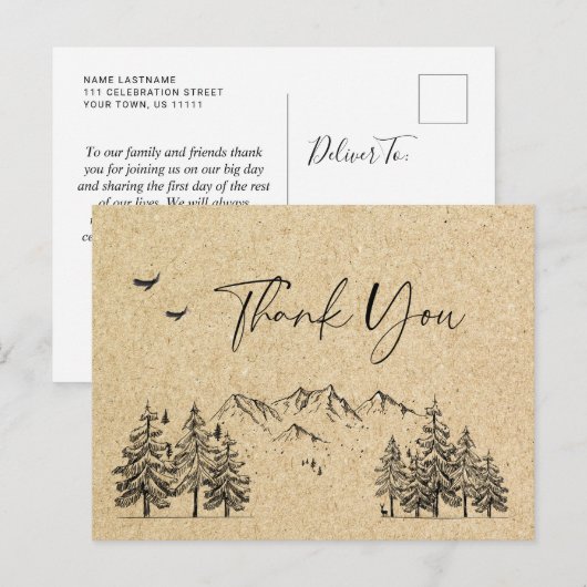 Gesimuleerde bosgebergte van Kraft Briefkaart (Voorkant / Achterkant)