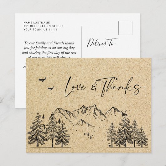 Gesimuleerde bosgebergte van Kraft Briefkaart (Voorkant / Achterkant)