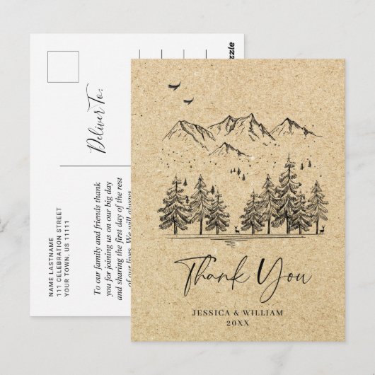 Gesimuleerde bosgebergte van Kraft Briefkaart (Voorkant / Achterkant)