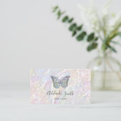 gesimuleerde chunky glitter butterfly logo visitekaartje (Staand voorkant)