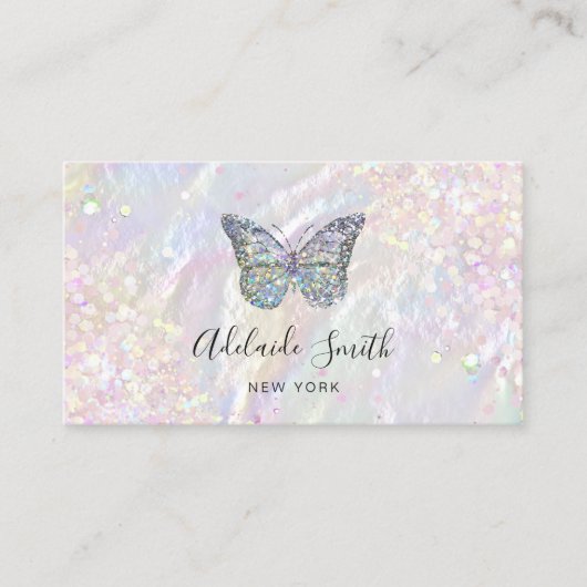 gesimuleerde chunky glitter butterfly logo visitekaartje (Voorkant)