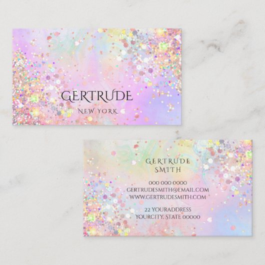 gesimuleerde chunky glitter pastelkleuren visitekaartje (Voorkant / Achterkant)