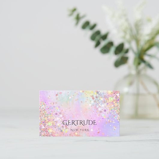gesimuleerde chunky glitter pastelkleuren visitekaartje (Staand voorkant)