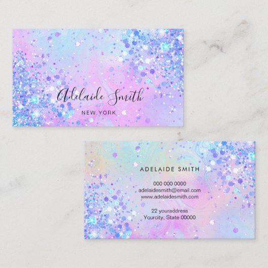 gesimuleerde chunky glitter visitekaartje (Voorkant / Achterkant)