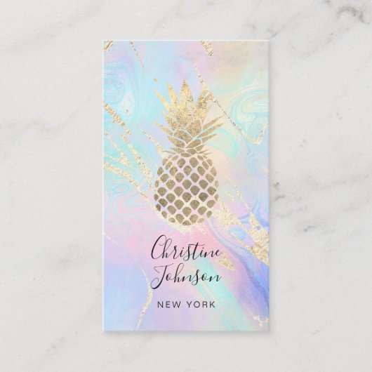 gesimuleerde folie ananas op FAUX iridescence Visitekaartje (Voorkant)