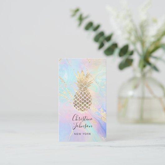gesimuleerde folie ananas op FAUX iridescence Visitekaartje (Staand voorkant)