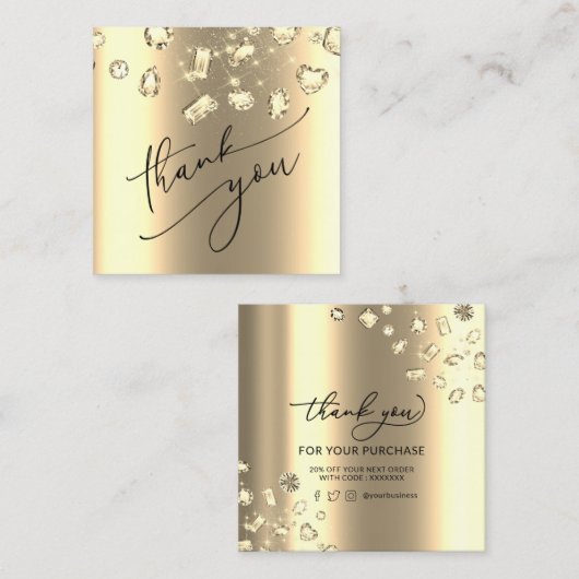 gesimuleerde folie dank u kaart vierkante visitekaartje (Voorkant / Achterkant)