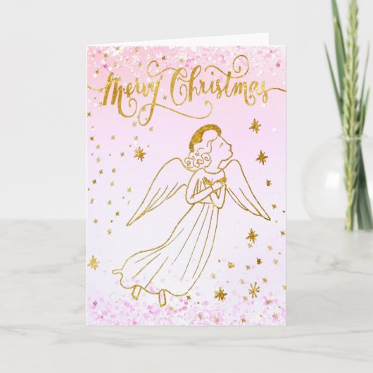 gesimuleerde folie engel Kerstkaart Kaart (Voorkant)