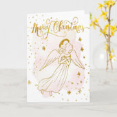 gesimuleerde folie engel Kerstkaart Kaart (Gele Bloem)