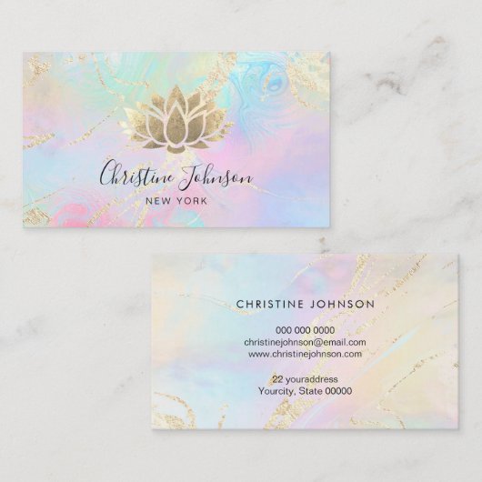 gesimuleerde folie lotus op FAUX holografisch effe Visitekaartje (Voorkant / Achterkant)