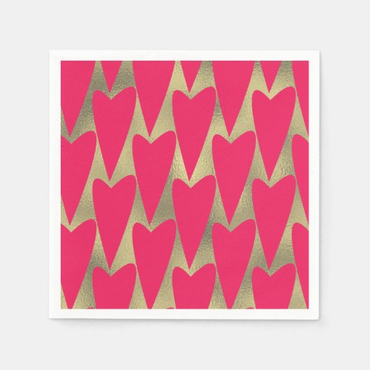 Gesimuleerde folie roze harten servetten (Voorkant)