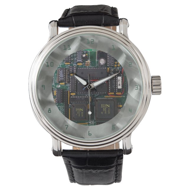 Gesimuleerde gebooste Aluminium PCB Green-pcb-lett Horloge (Voorkant)